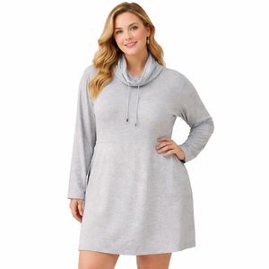 Pure Jill Sweater Dress Womens Large Gray Cowl Neck Long Sleeve Knit Casual